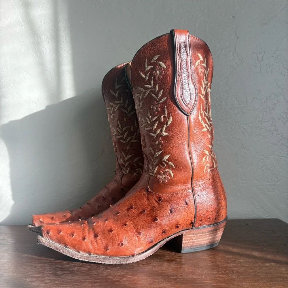 Tony Lama Signature Series Ostrich Leather Western Boots – Women’s 9B - Picture 5 of 16
